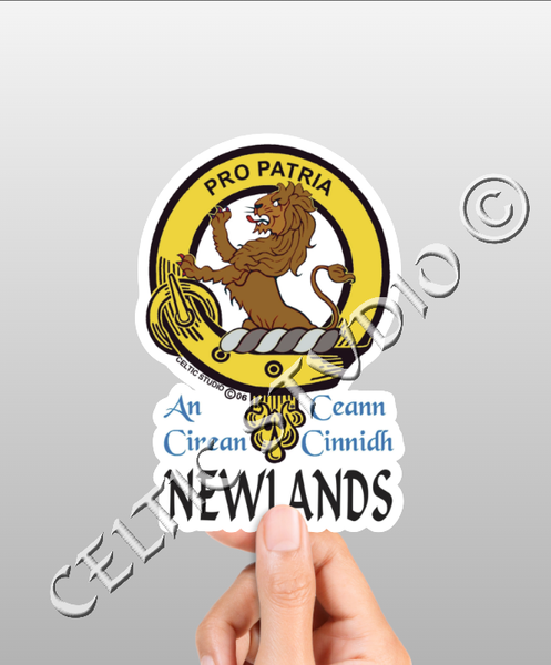 Vinyl  Newlands Clan Badge Decal - Personalized Scottish Family Heritage Sticker