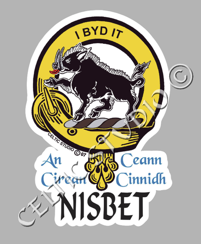 Custom Nisbet Clan Crest Decal - Scottish Heritage Emblem Sticker for Car, Laptop, and Water Bottle