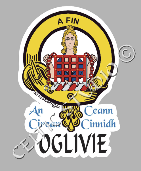 Custom Oglivie Clan Crest Decal - Scottish Heritage Emblem Sticker for Car, Laptop, and Water Bottle