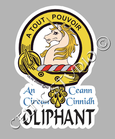 Custom Oliphant Clan Crest Decal - Scottish Heritage Emblem Sticker for Car, Laptop, and Water Bottle