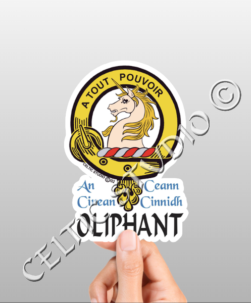 Vinyl  Oliphant Clan Badge Decal - Personalized Scottish Family Heritage Sticker