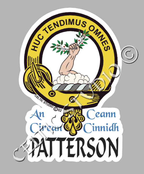 Custom Patterson Clan Crest Decal - Scottish Heritage Emblem Sticker for Car, Laptop, and Water Bottle