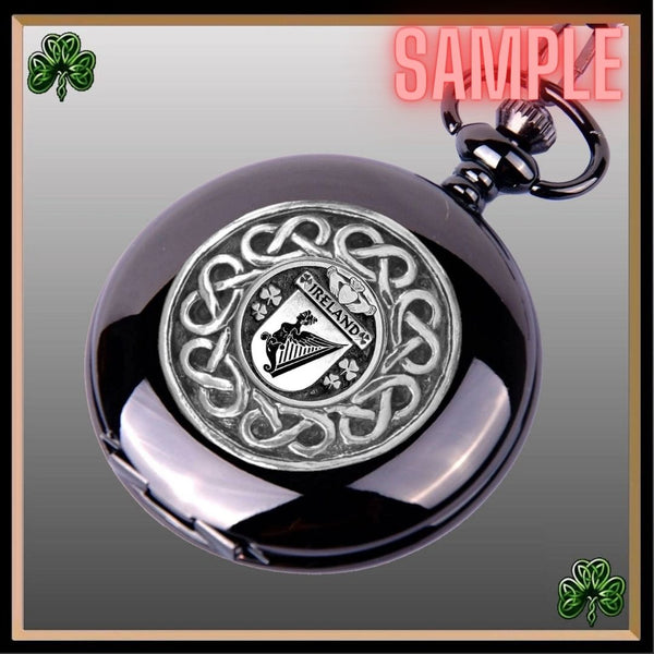 Sammons Irish Coat of Arms Black Pocket Watch