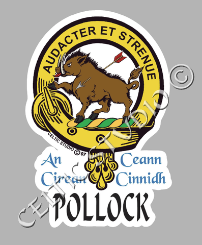 Custom Pollock Clan Crest Decal - Scottish Heritage Emblem Sticker for Car, Laptop, and Water Bottle