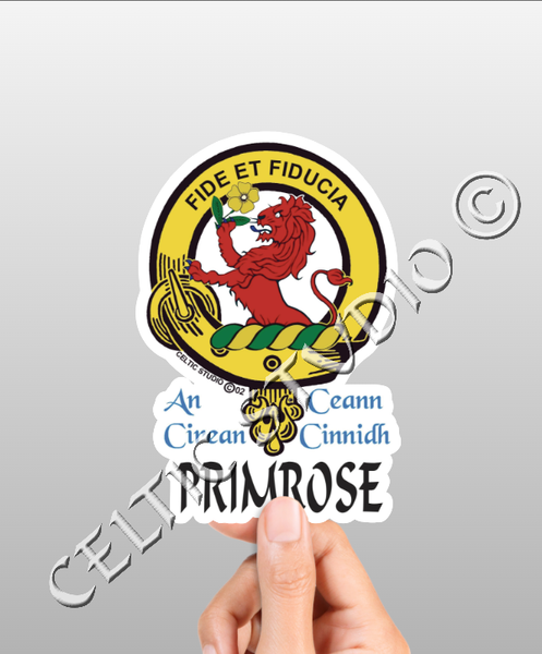 Vinyl  Primrose Clan Badge Decal - Personalized Scottish Family Heritage Sticker