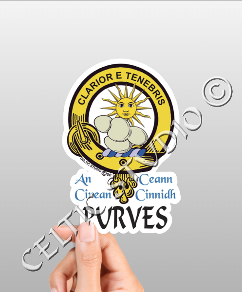 Vinyl  Purves Clan Badge Decal - Personalized Scottish Family Heritage Sticker