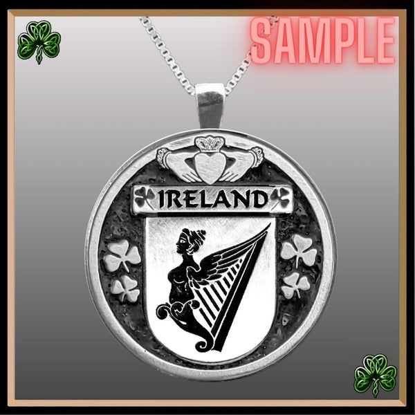 Walker Irish Coat of Arms Disk Pendant, Irish