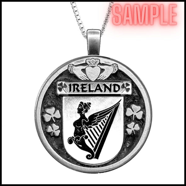 Phillips Irish Coat of Arms Disk Pendant, Irish
