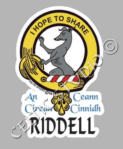 Custom Riddell Clan Crest Decal - Scottish Heritage Emblem Sticker for Car, Laptop, and Water Bottle