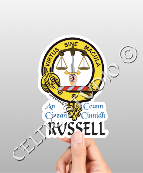 Russell Clan Crest Decal | Custom Scottish Heritage Car & Laptop Stickers