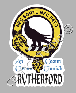 Custom Rutherford Clan Crest Decal - Scottish Heritage Emblem Sticker for Car, Laptop, and Water Bottle
