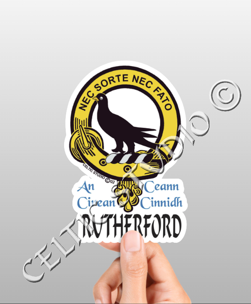 Vinyl  Rutherford Clan Badge Decal - Personalized Scottish Family Heritage Sticker