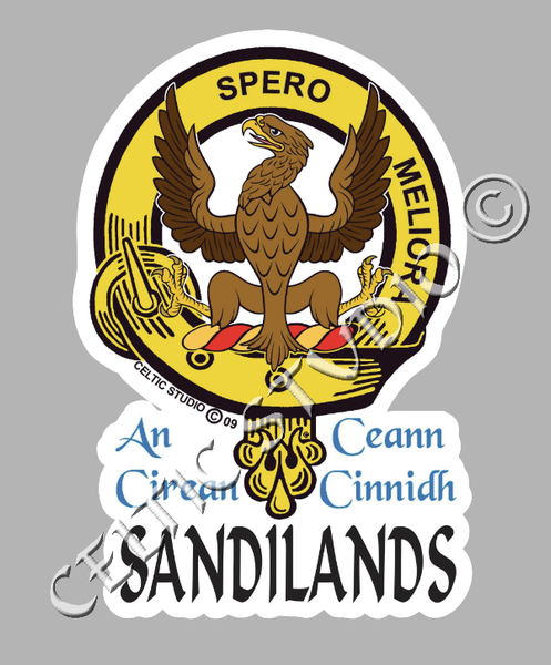 Custom Sandilands Clan Crest Decal - Scottish Heritage Emblem Sticker for Car, Laptop, and Water Bottle