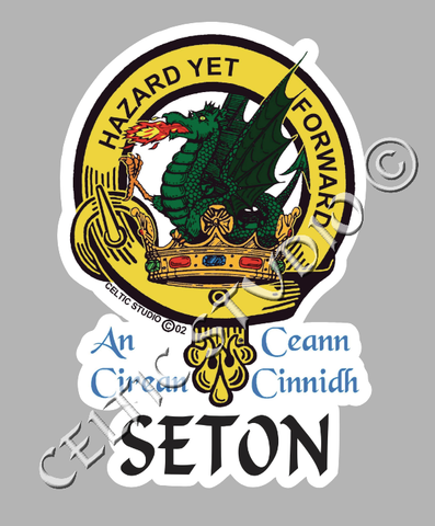 Custom Seton Clan Crest Decal - Scottish Heritage Emblem Sticker for Car, Laptop, and Water Bottle