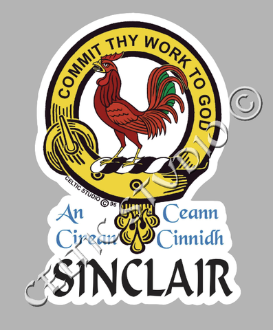 Custom Sinclair Clan Crest Decal - Scottish Heritage Emblem Sticker for Car, Laptop, and Water Bottle