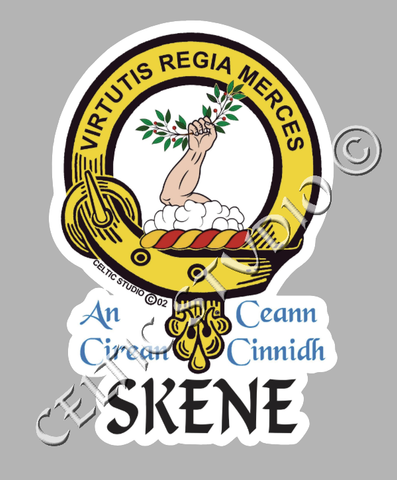 Custom Skene Clan Crest Decal - Scottish Heritage Emblem Sticker for Car, Laptop, and Water Bottle