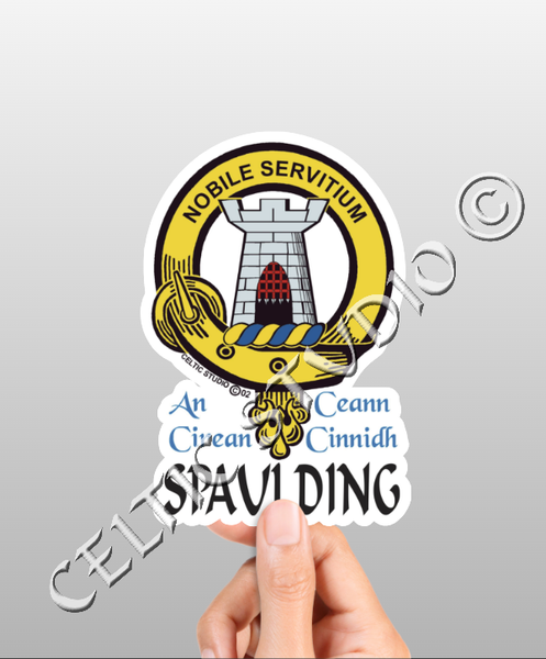 Vinyl  Spaulding Clan Badge Decal - Personalized Scottish Family Heritage Sticker