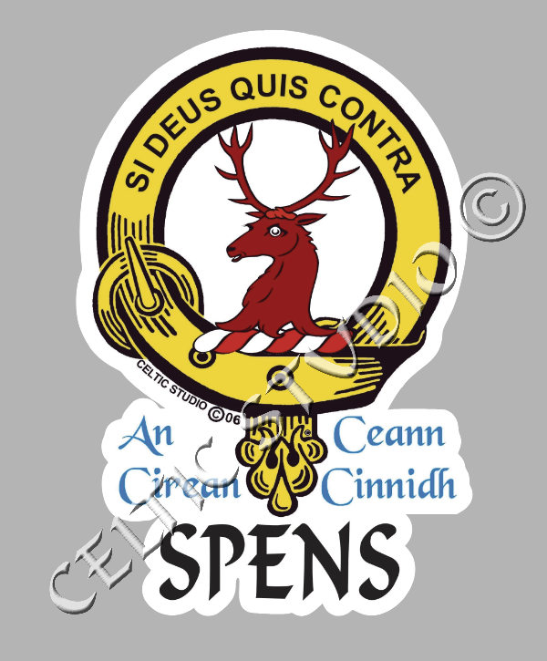 Custom Spens Clan Crest Decal - Scottish Heritage Emblem Sticker for Car, Laptop, and Water Bottle