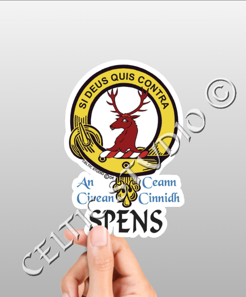 Vinyl  Spens Clan Badge Decal - Personalized Scottish Family Heritage Sticker