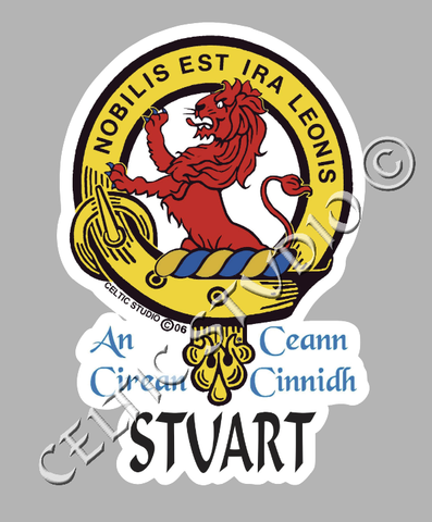Custom Stuart Clan Crest Decal - Scottish Heritage Emblem Sticker for Car, Laptop, and Water Bottle