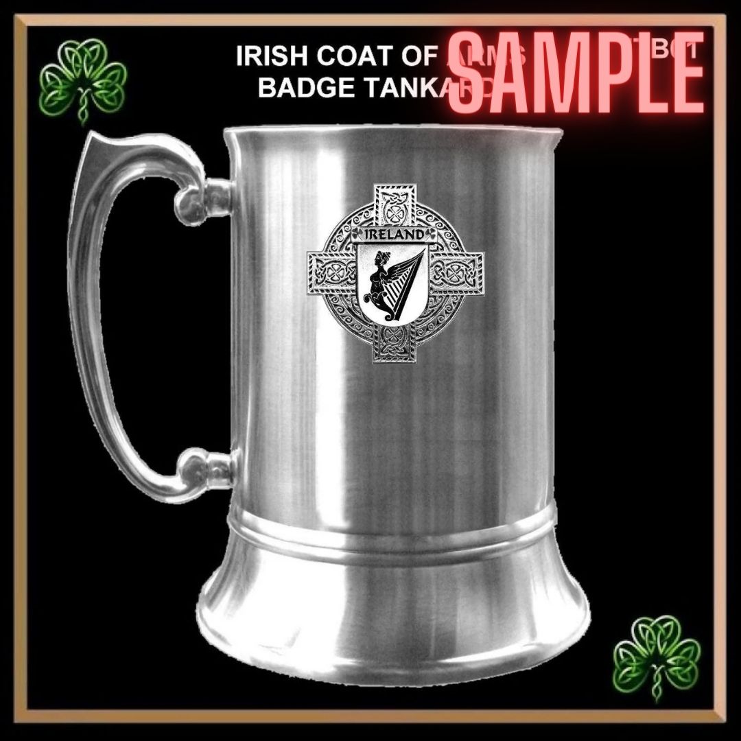 Davis Irish Coat Of Arms Badge Stainless Steel Tankard