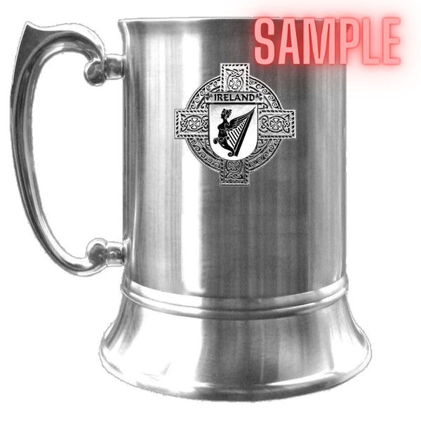 Davis Irish Coat Of Arms Badge Stainless Steel Tankard