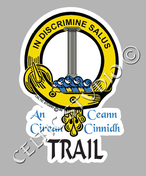 Custom Trail Clan Crest Decal - Scottish Heritage Emblem Sticker for Car, Laptop, and Water Bottle