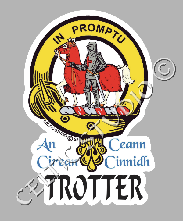 Custom Trotter Clan Crest Decal - Scottish Heritage Emblem Sticker for Car, Laptop, and Water Bottle