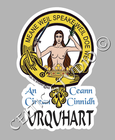 Custom Urquhart Clan Crest Decal - Scottish Heritage Emblem Sticker for Car, Laptop, and Water Bottle