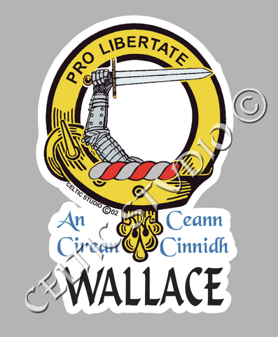 Custom Wallace Clan Crest Decal - Scottish Heritage Emblem Sticker for Car, Laptop, and Water Bottle