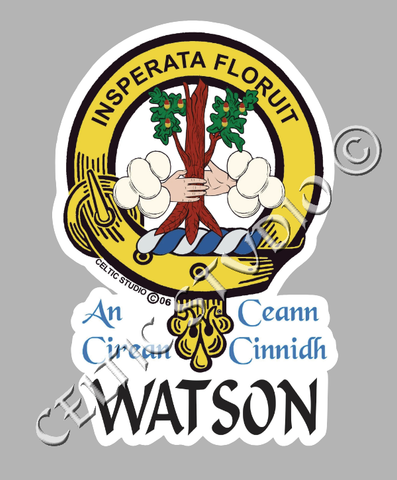 Custom Watson Clan Crest Decal - Scottish Heritage Emblem Sticker for Car, Laptop, and Water Bottle