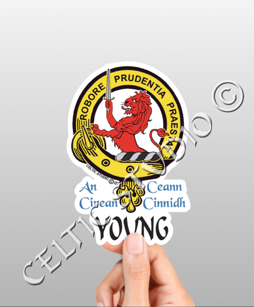 Vinyl  Young Clan Badge Decal - Personalized Scottish Family Heritage Sticker