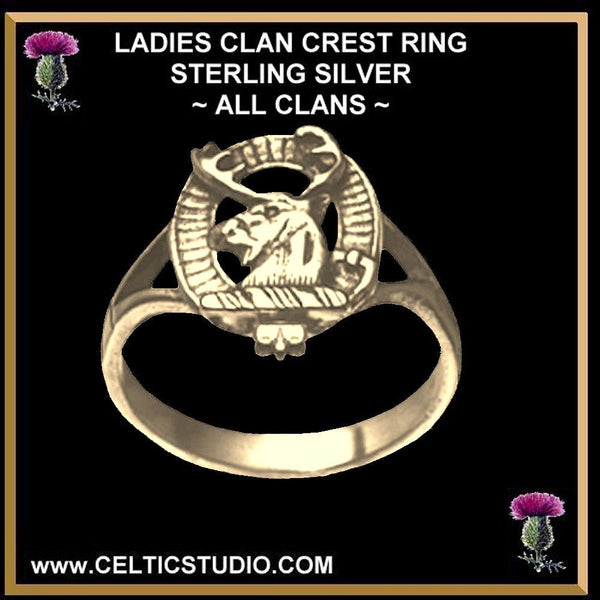 Scottish Ladies Clan Crest Ring LC200 Silver and Gold All Clans