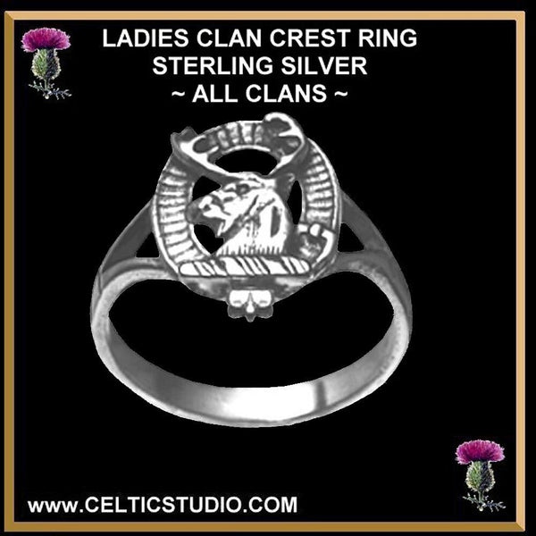 Scottish Ladies Clan Crest Ring LC200 Silver and Gold All Clans