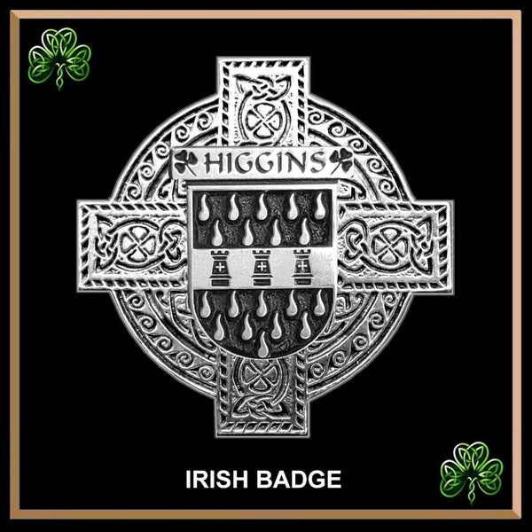 Higgins Irish Coat of Arms Celtic Cross Badge
