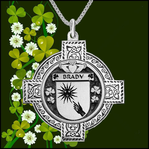 Brady Irish Coat of Arms Celtic Cross Pendant ~ IP04 