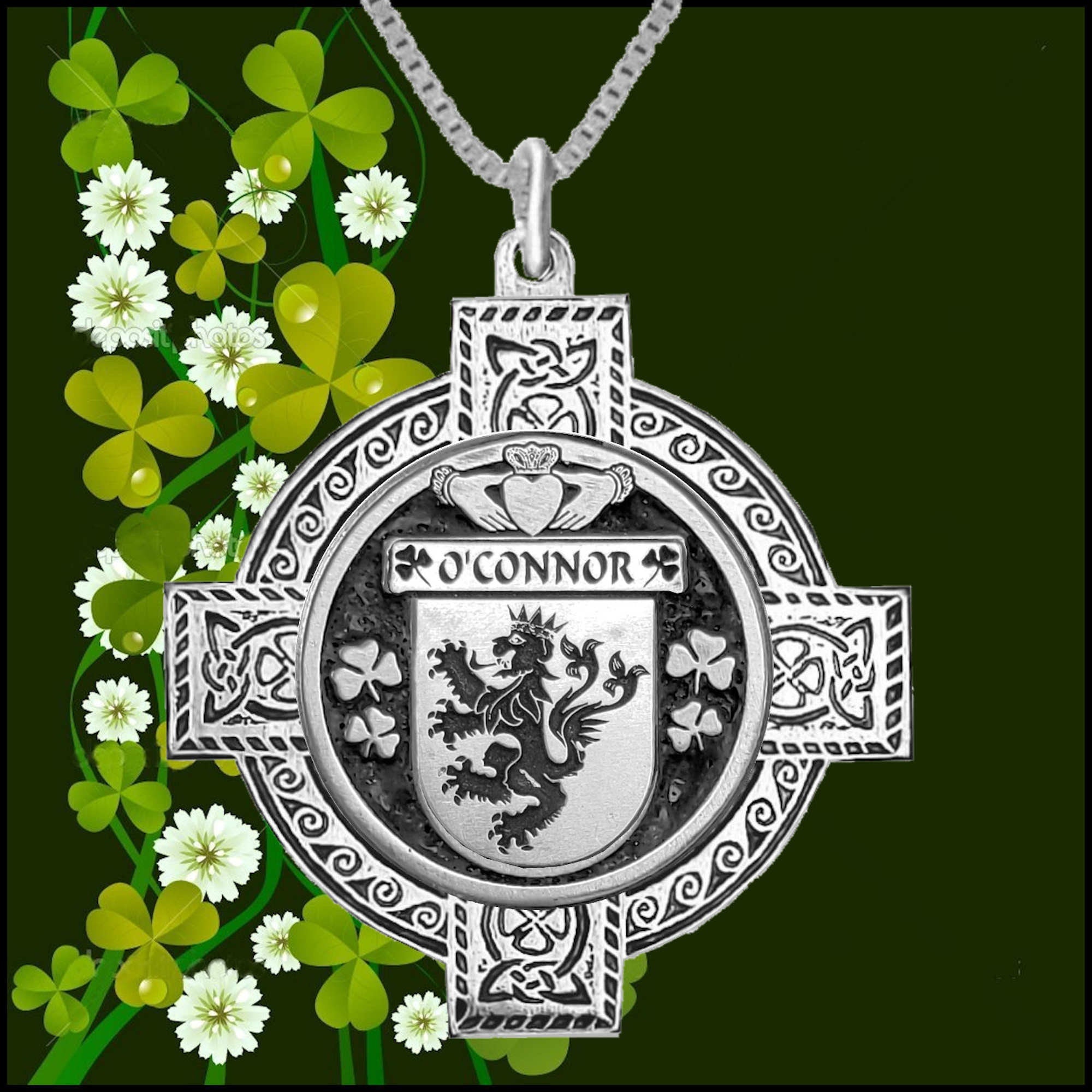 O'Connor Kerry Irish Coat of Arms Celtic Cross Pendant ~ IP04