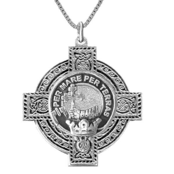 MacDonald (Donald) Clan Crest Celtic Cross Pendant, Scottish Jewelry