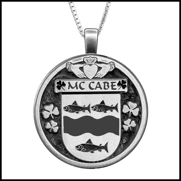 McCabe Irish Coat of Arms Disk Pendant, Irish
