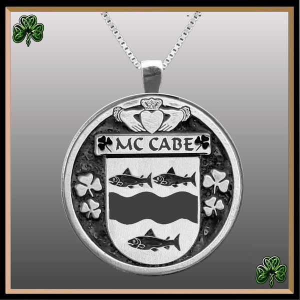 McCabe Irish Coat of Arms Disk Pendant, Irish