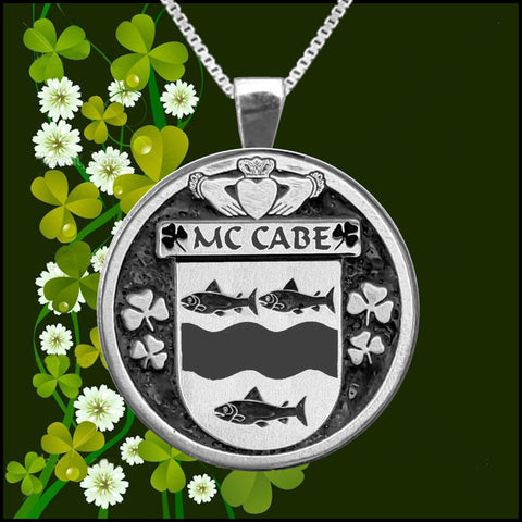 McCabe Irish Coat of Arms Disk Pendant, Irish
