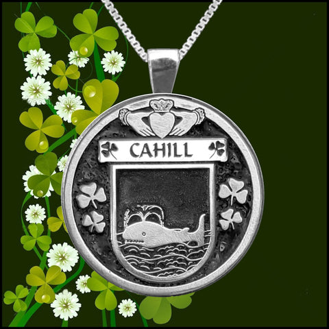 Cahill Irish Coat of Arms Disk Pendant, Irish
