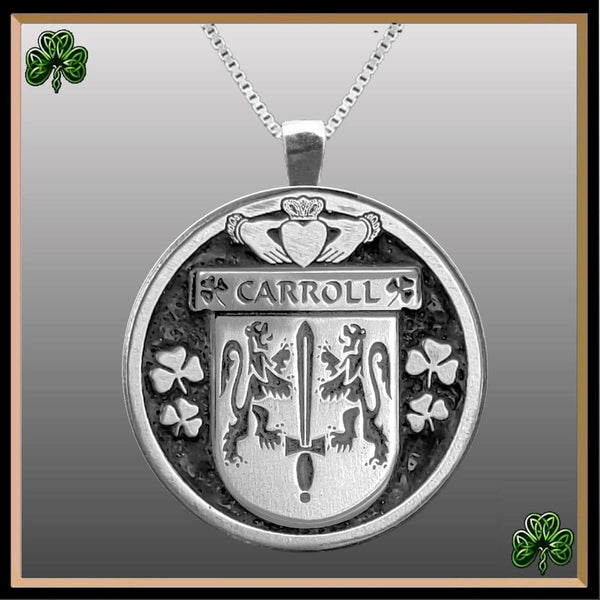 Carroll Irish Coat of Arms Disk Pendant, Irish