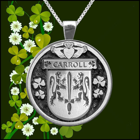 Carroll Irish Coat of Arms Disk Pendant, Irish