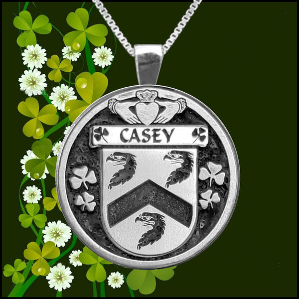 Casey Irish Coat of Arms Disk Pendant, Irish
