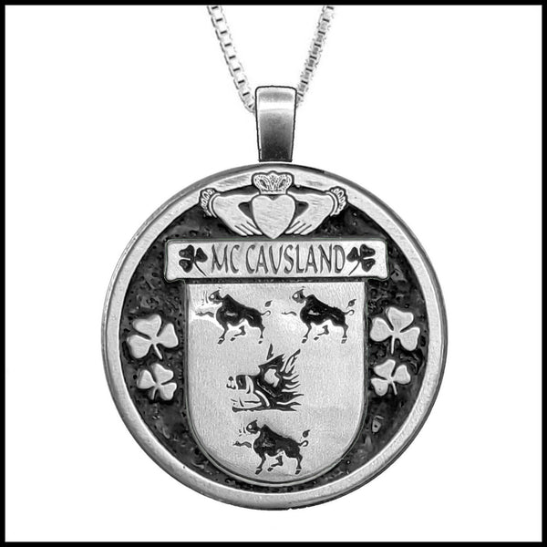 McCausland Irish Coat of Arms Disk Pendant, Irish