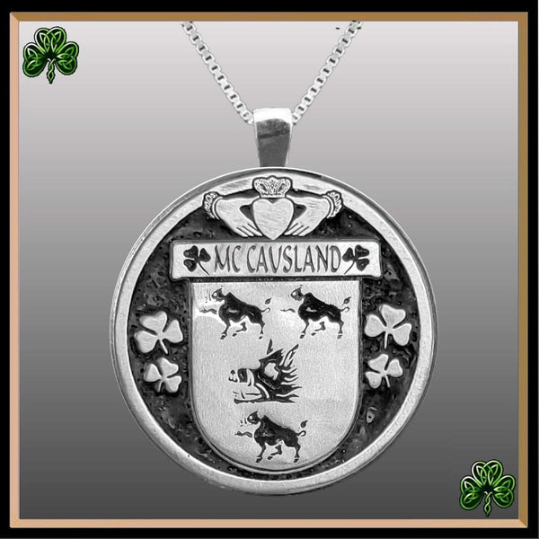 McCausland Irish Coat of Arms Disk Pendant, Irish