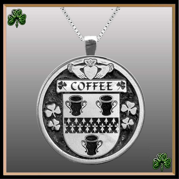 Coffee Irish Coat of Arms Disk Pendant, Irish