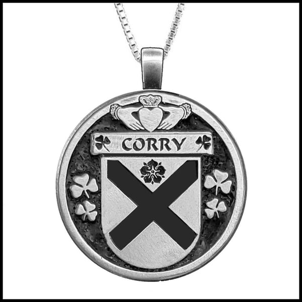 Corry Irish Coat of Arms Disk Pendant, Irish
