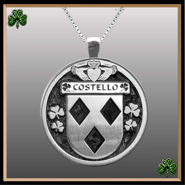 Costello Irish Coat of Arms Disk Pendant, Irish